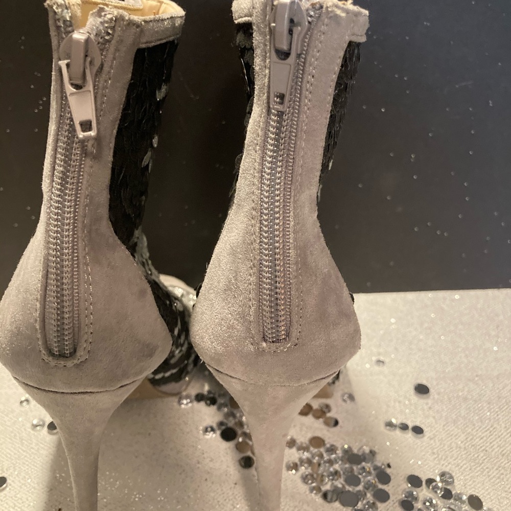 Wild Diva black/silver sequined heeled booties - Picture 7 of 7